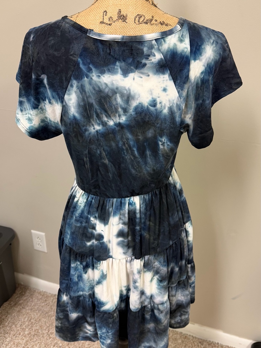 Urban Outfitters Navy and White Tie-Dye Mini Dress - Picture 2 of 4